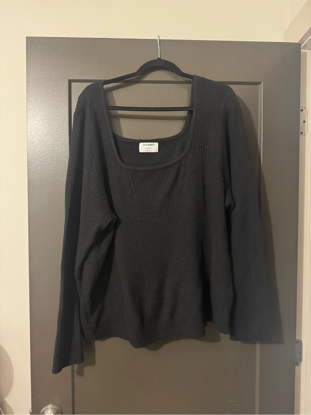 Old Navy Black Ribbed Scoop Neck Long Sleeve Top
